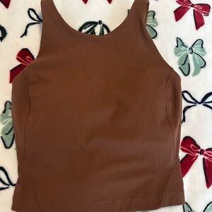 lululemon athletica Cocoa Ribbed Tank Top- flaw pictured with stitch